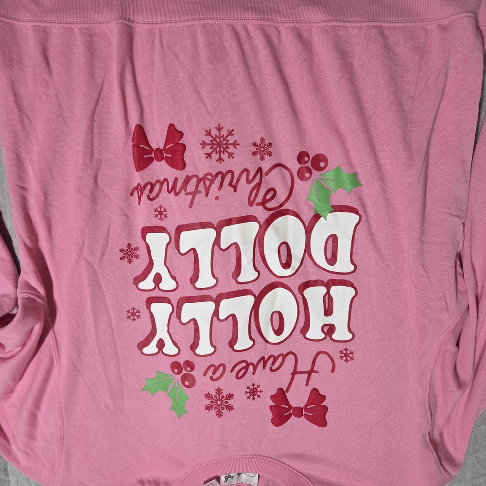 Dolly Pink Long Sleeve Top with Festive Graphics